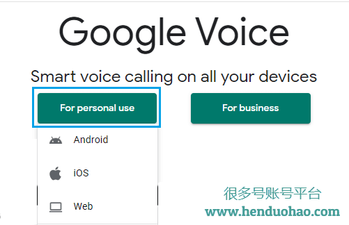 选择 Google Voice 供个人使用